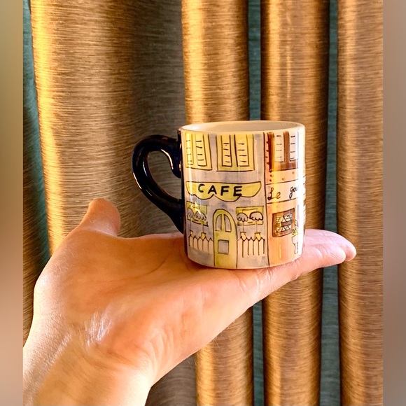 Set of 5 Hand Painted Ceramic Espresso Cups and Saucers. - Picture 2 of 15